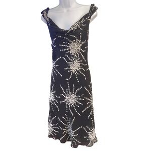 Y2K The Limited Silk Black Celestial Cocktail Slip Dress Cowl Neck Holiday Sz 4